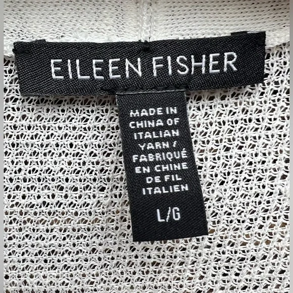 Eileen Fisher- Cream Knit Cardigan, Organic Linen,‎ Crepe - Large